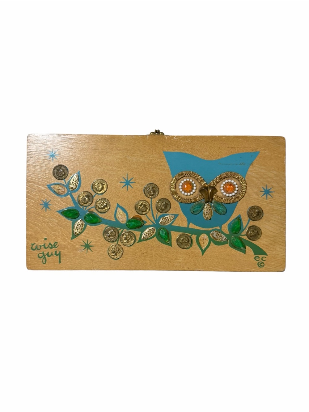 Vtg Enid COLLINS Wise Guy Blue Owl Jewelry Organizer Box